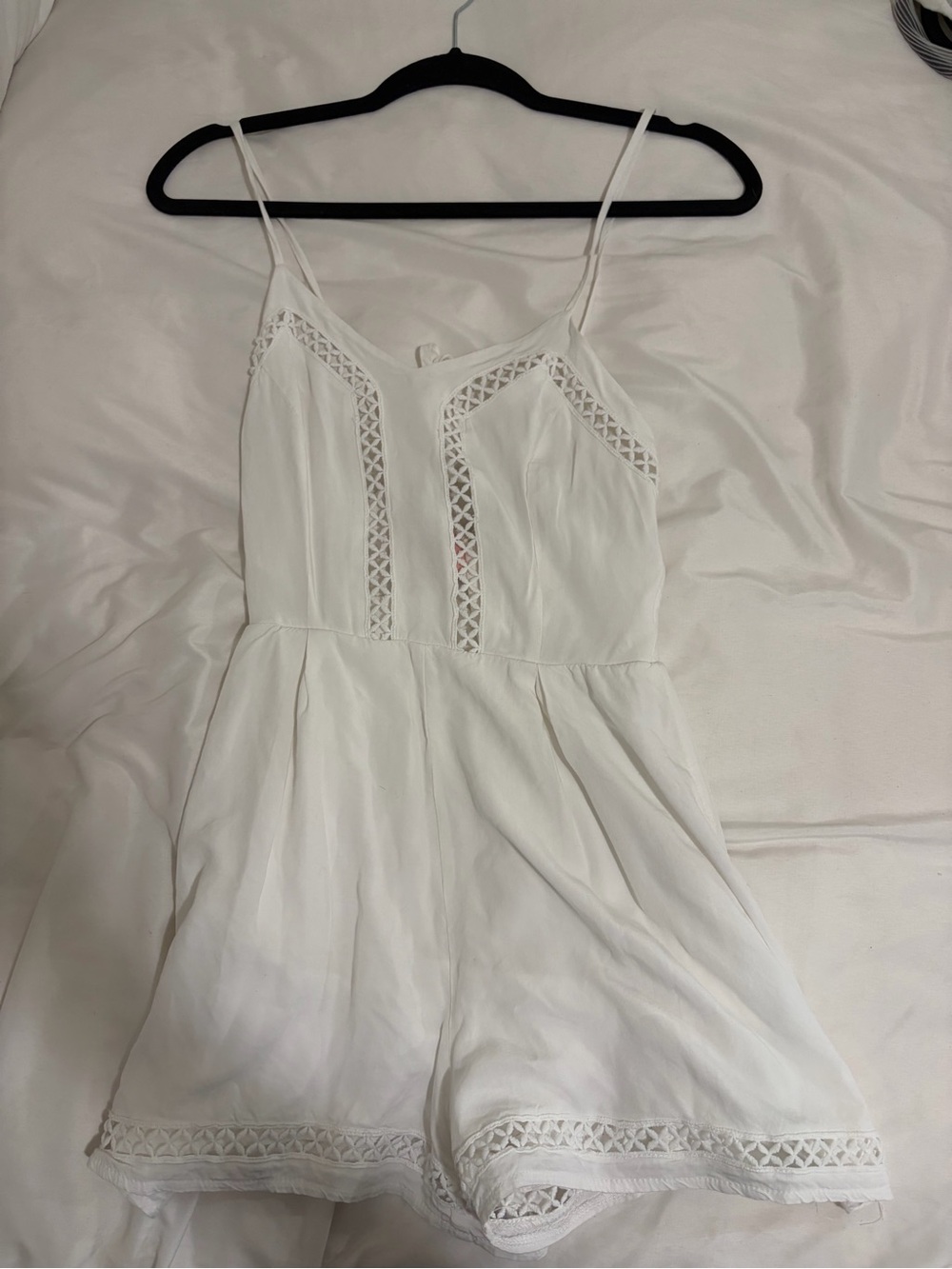White Lace-Trim Romper - Women's Jumpsuit